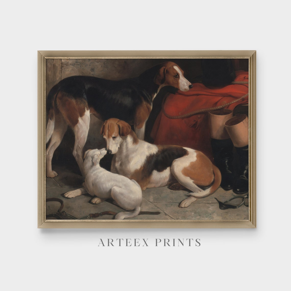 Mailed Print Vintage Dogs Painting Antique Animal Print Moody Painting 18th Century Art Farmhouse Decor Printed And Shipped - Image 3