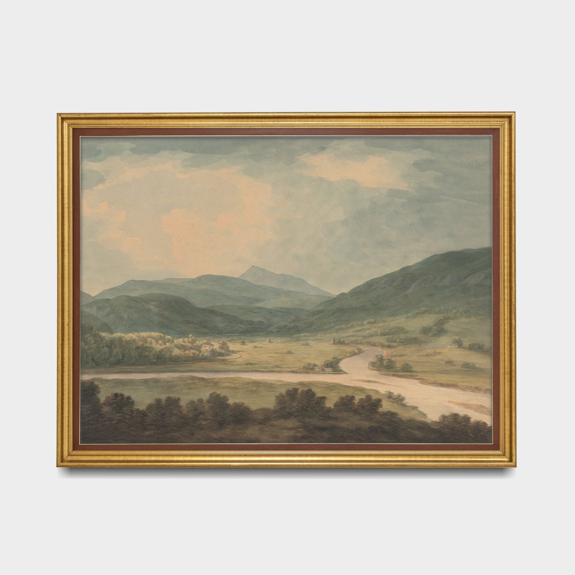 Peaceful Green Valley River Landscape With Rolling Hills Poster - Image 5
