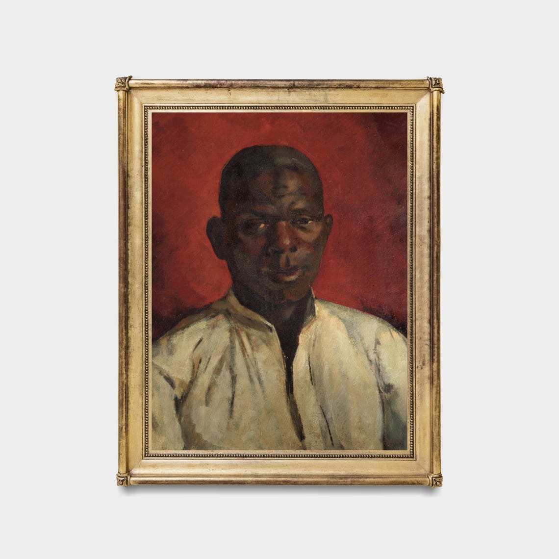 Portrait of a Young Man Against a Deep Red Background Poster - Image 5