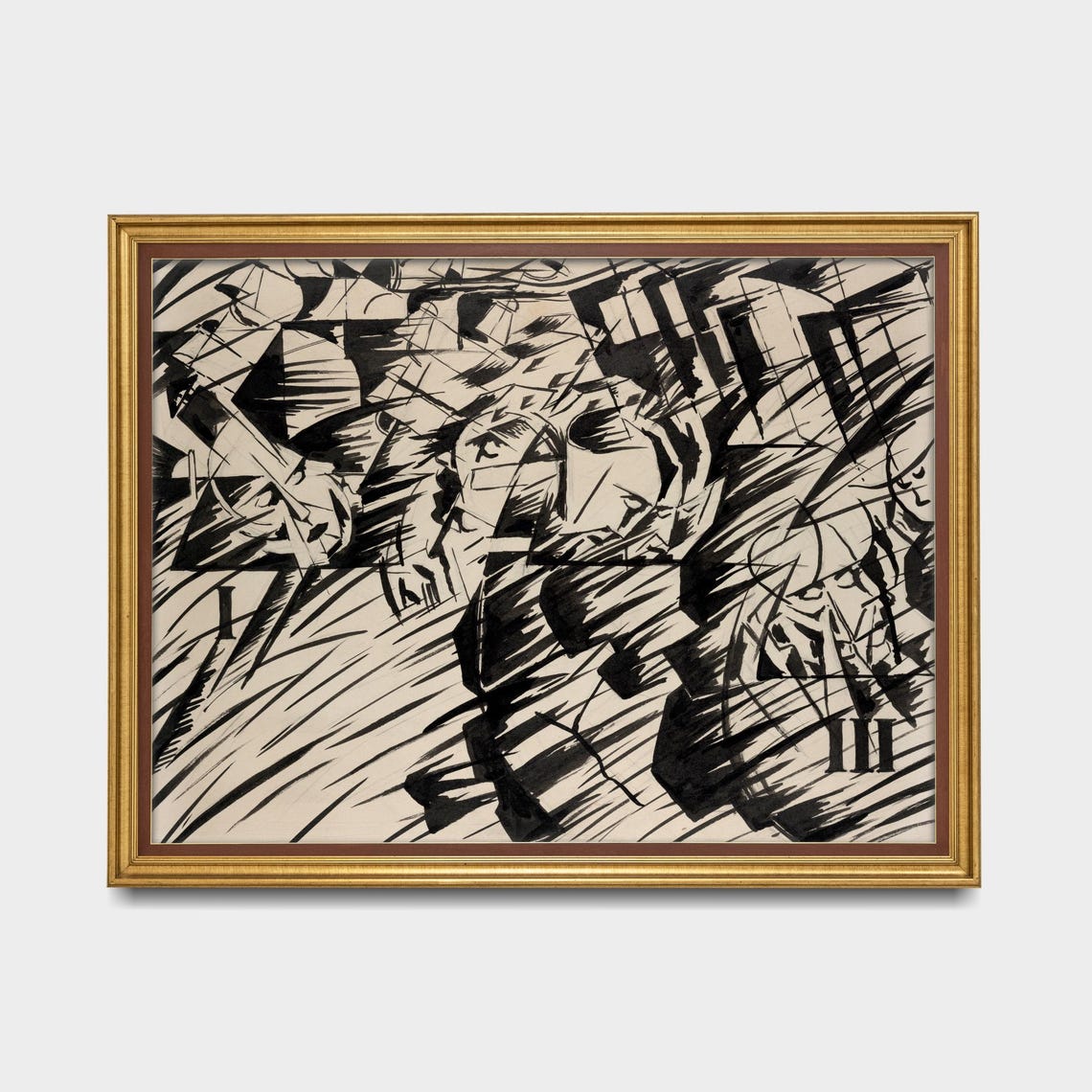 Black Ink Cubist Faces Bold Futurist Abstract Drawing Art Poster - Image 5