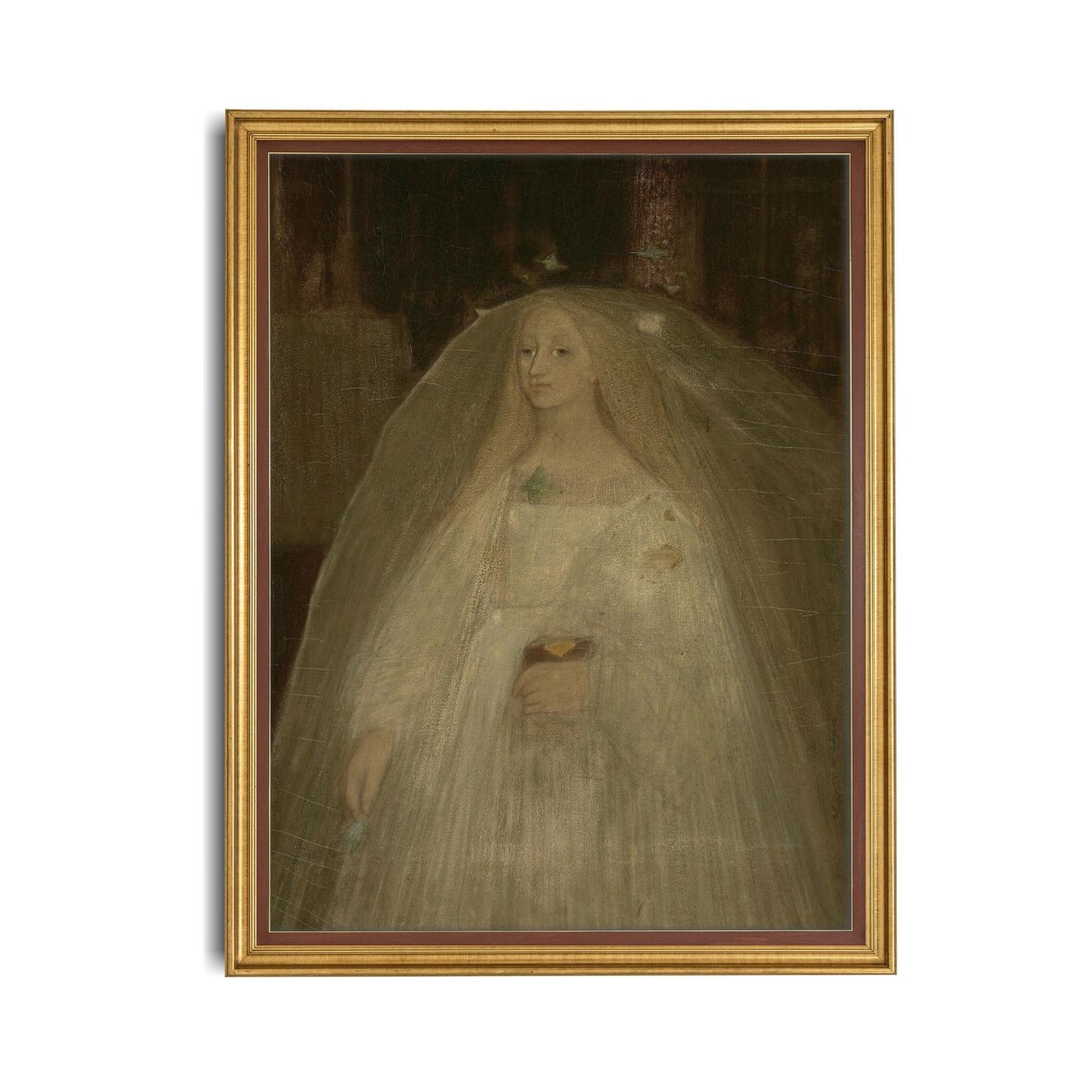 Ethereal Symbolist Portrait Of Mysterious Veiled Woman In White Poster - Image 4