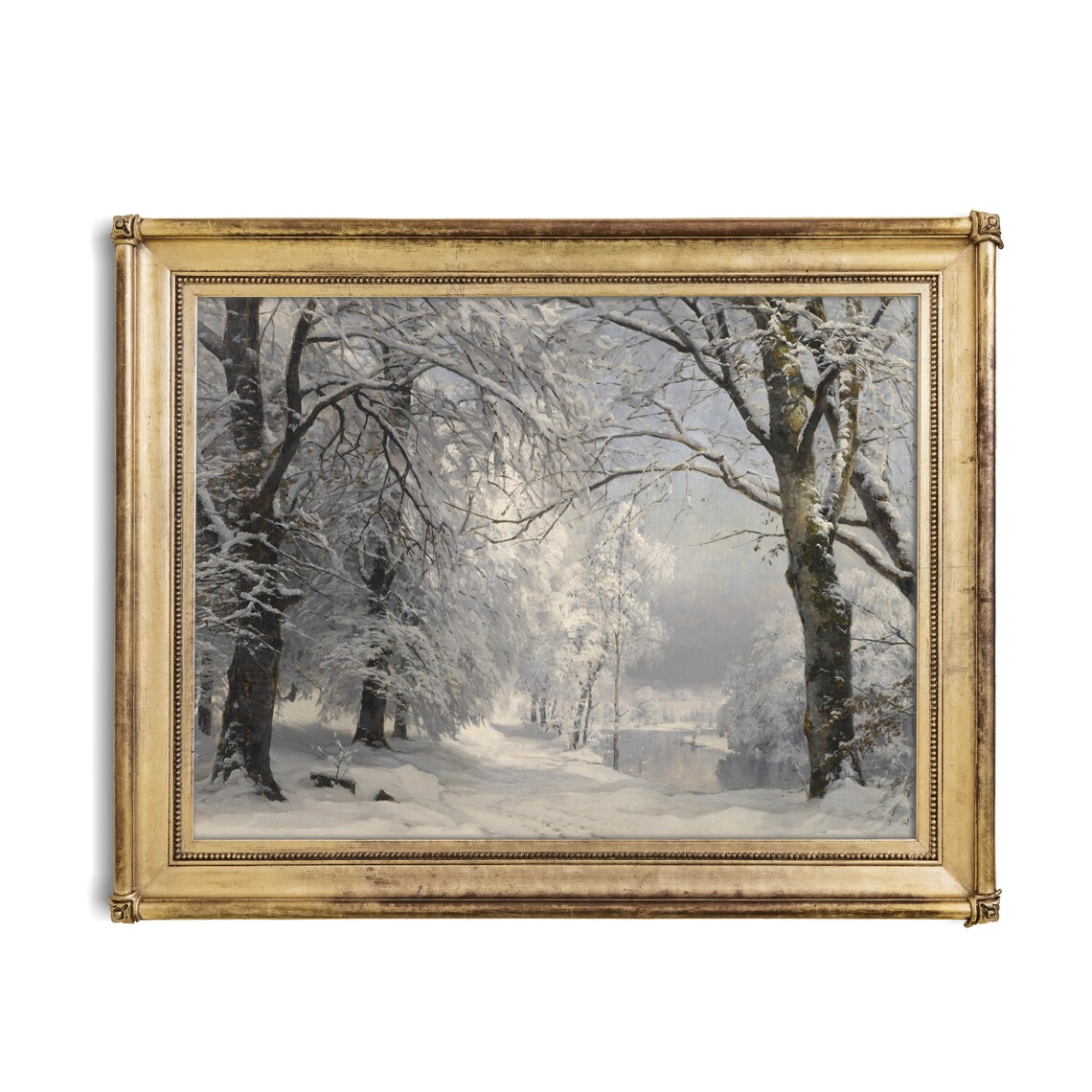 Vintage Winter Landscape Painting, Rustic Scene Art Print - Image 3