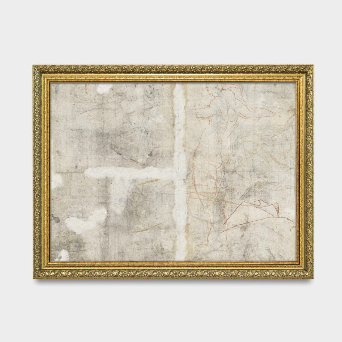 Vintage Abstract Figure Drawing, Rustic Art Print - Image 3