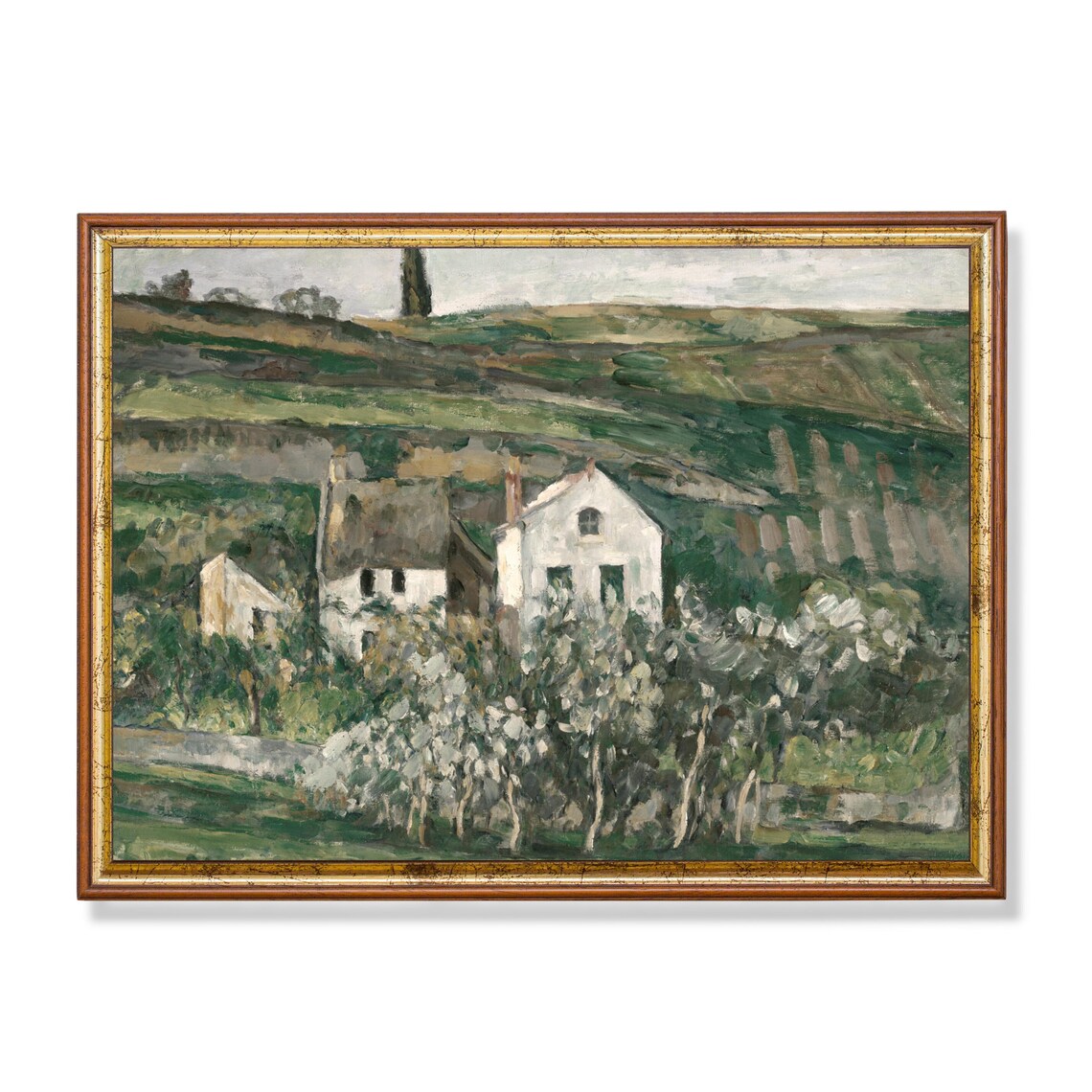 Vintage Landscape Painting Antique Country Landscape Vintage Cottage Moody Art Farmhouse Decor Wall Art