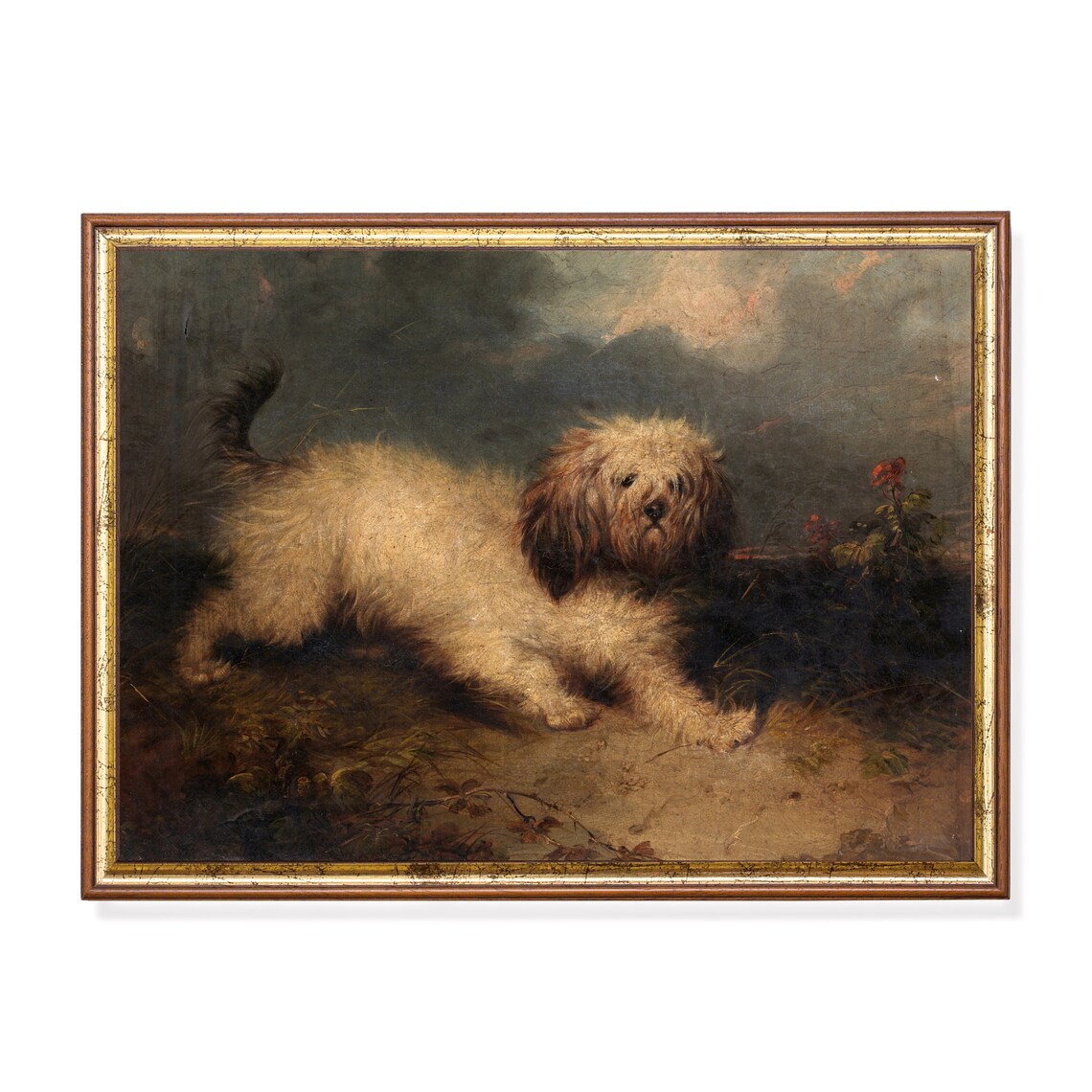 Vintage Dog Portrait, Rustic Moody Art Print