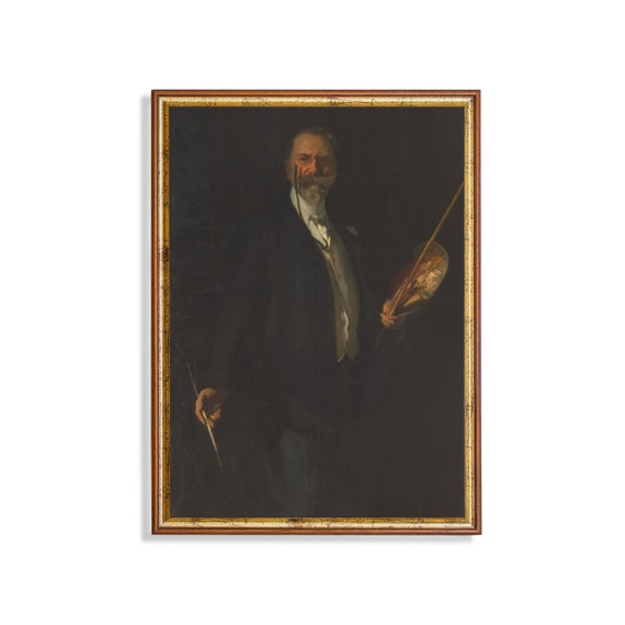 Vintage Portrait Painting Antique Gentleman Portrait Man Painting Moody Rustic Fine Art Print Wall Art