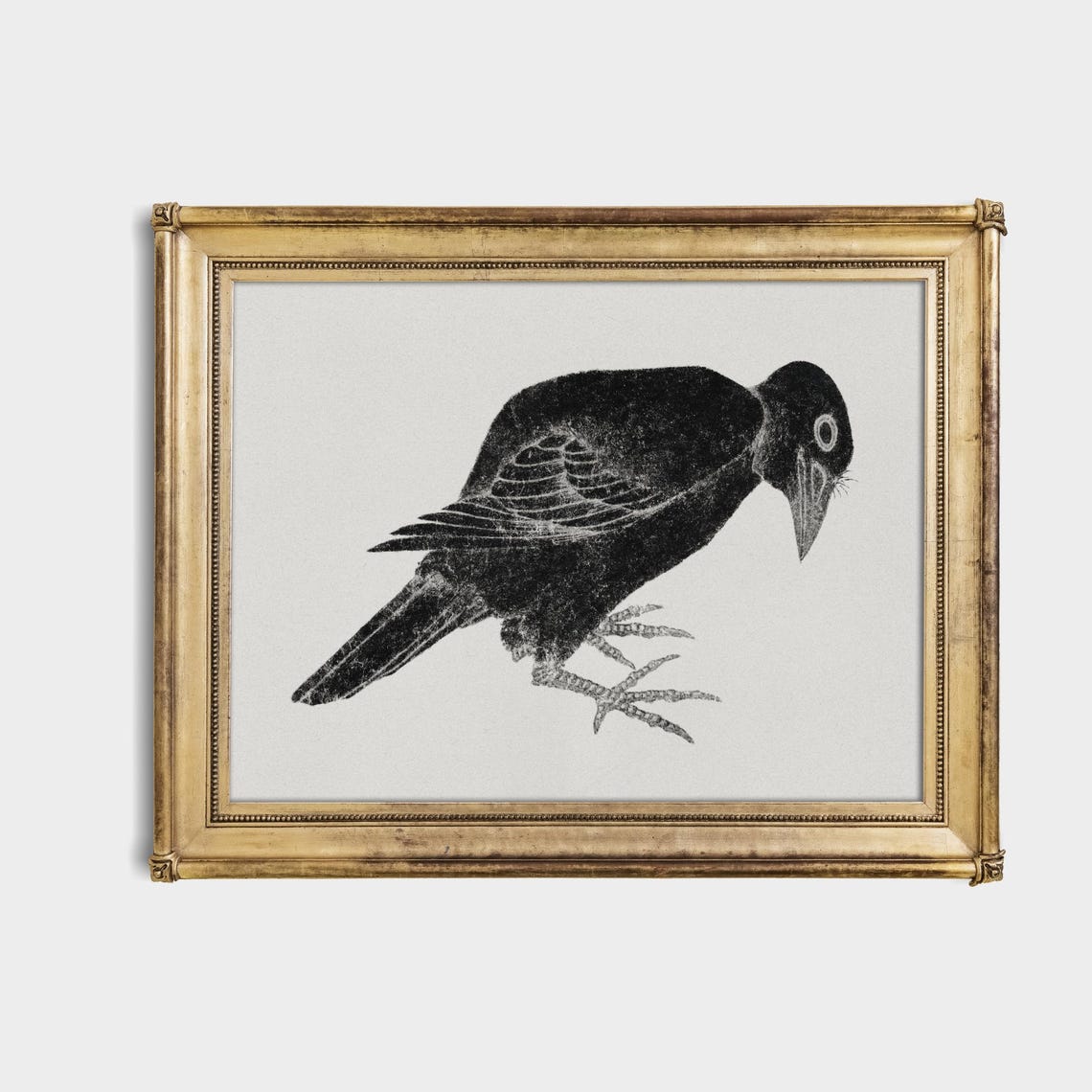 Perched Black Bird Minimalist Ink Illustration Modern Bird Poster - Image 4