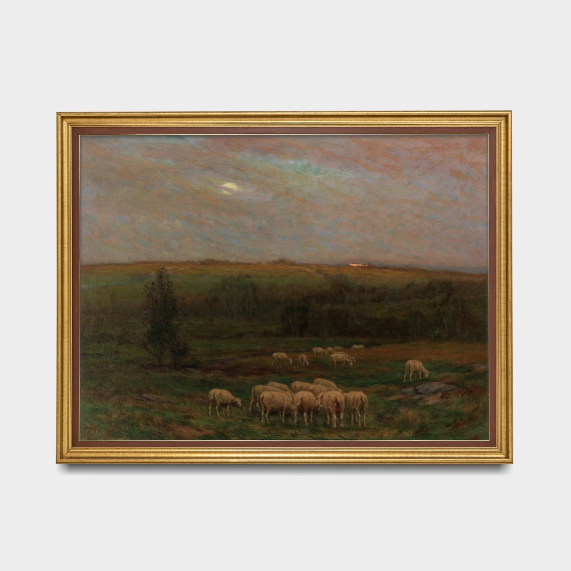 Sheep Grazing in a Valley Under a Glowing Moonlit Sky Poster - Image 4