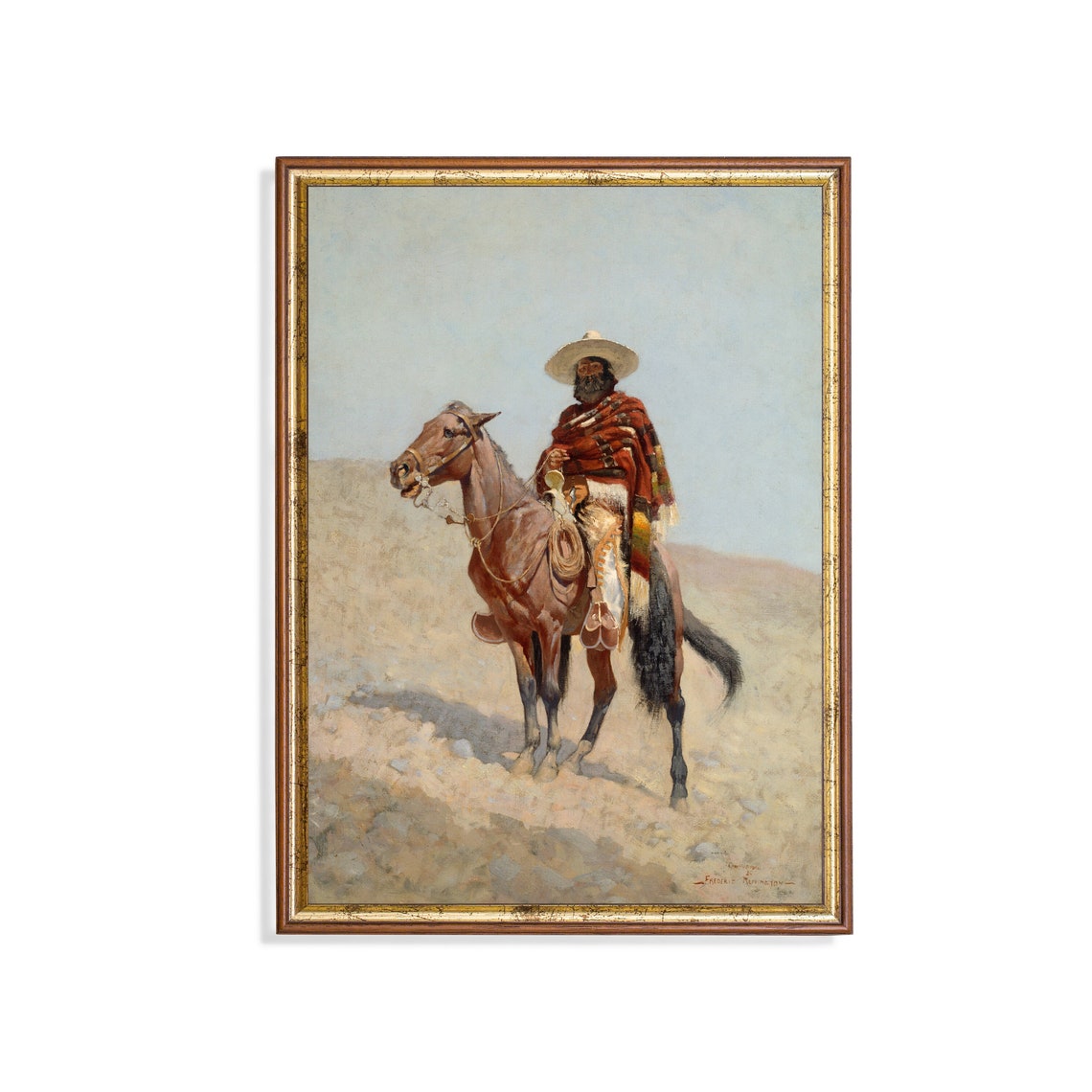 Frederic Remington Vaquero On Horseback In Desert Western Poster