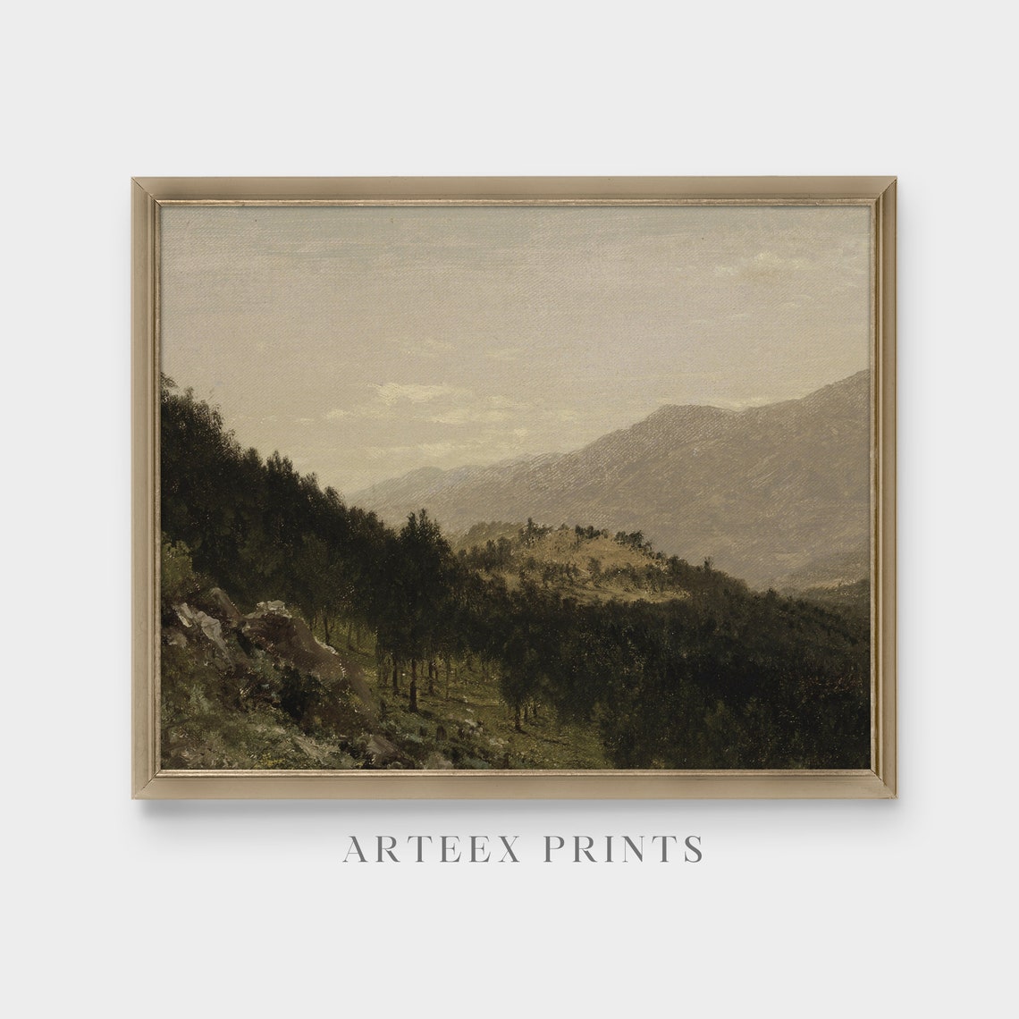Serene Misty Mountain Forest Landscape Hudson River School Art Poster - Image 5