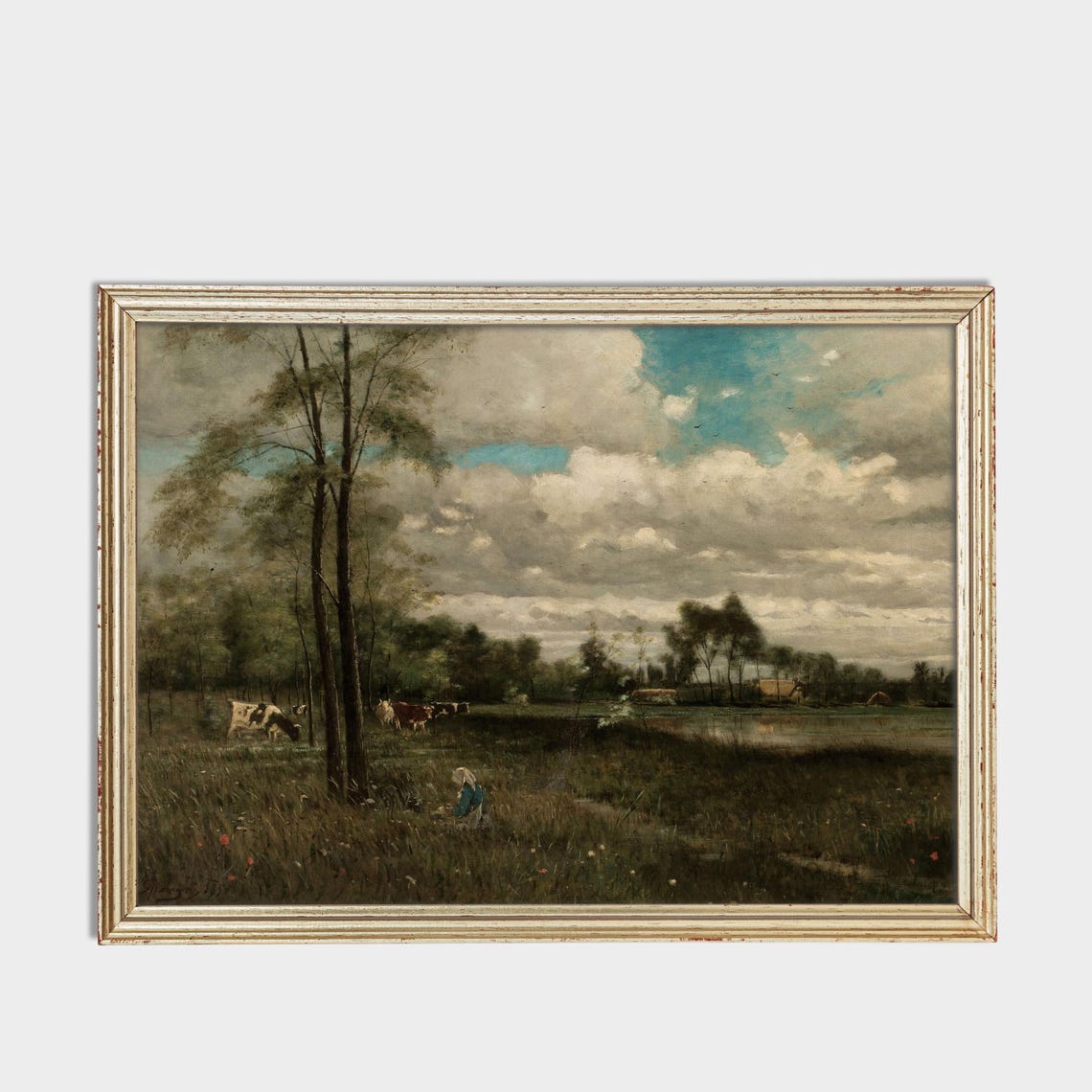 Cattle Grazing In A Lush Summer Meadow Vintage Landscape Poster - Image 3