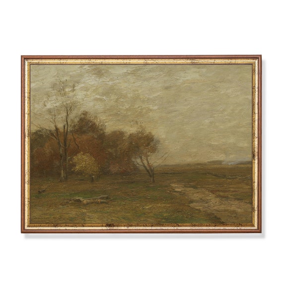 Printed And Shipped Vintage Autumn Painting Antique Fall Landscape Rustic Moody Print Country Scenery Fine Art Physical Prints