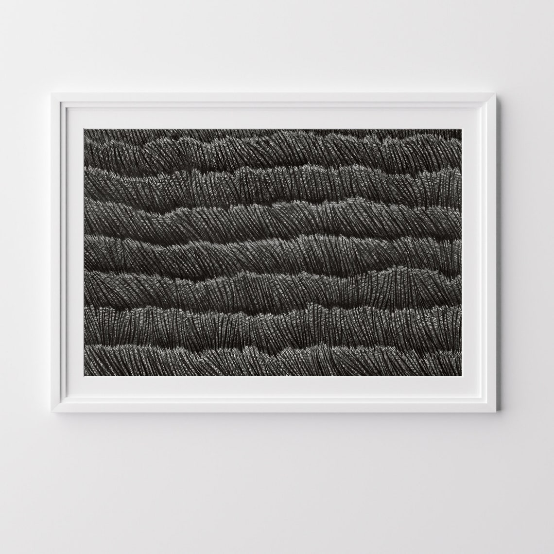 Monochrome Waves Abstract Textured Black and White Art Poster - Image 5