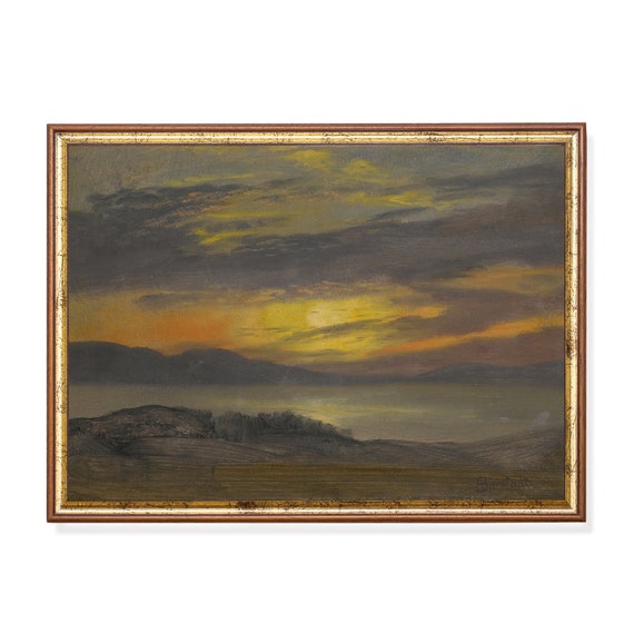 Printed And Shipped Vintage Landscape Painting Moody Rustic Print Nature Scenery Sunset Print Country Farmhouse Decor Fine Art