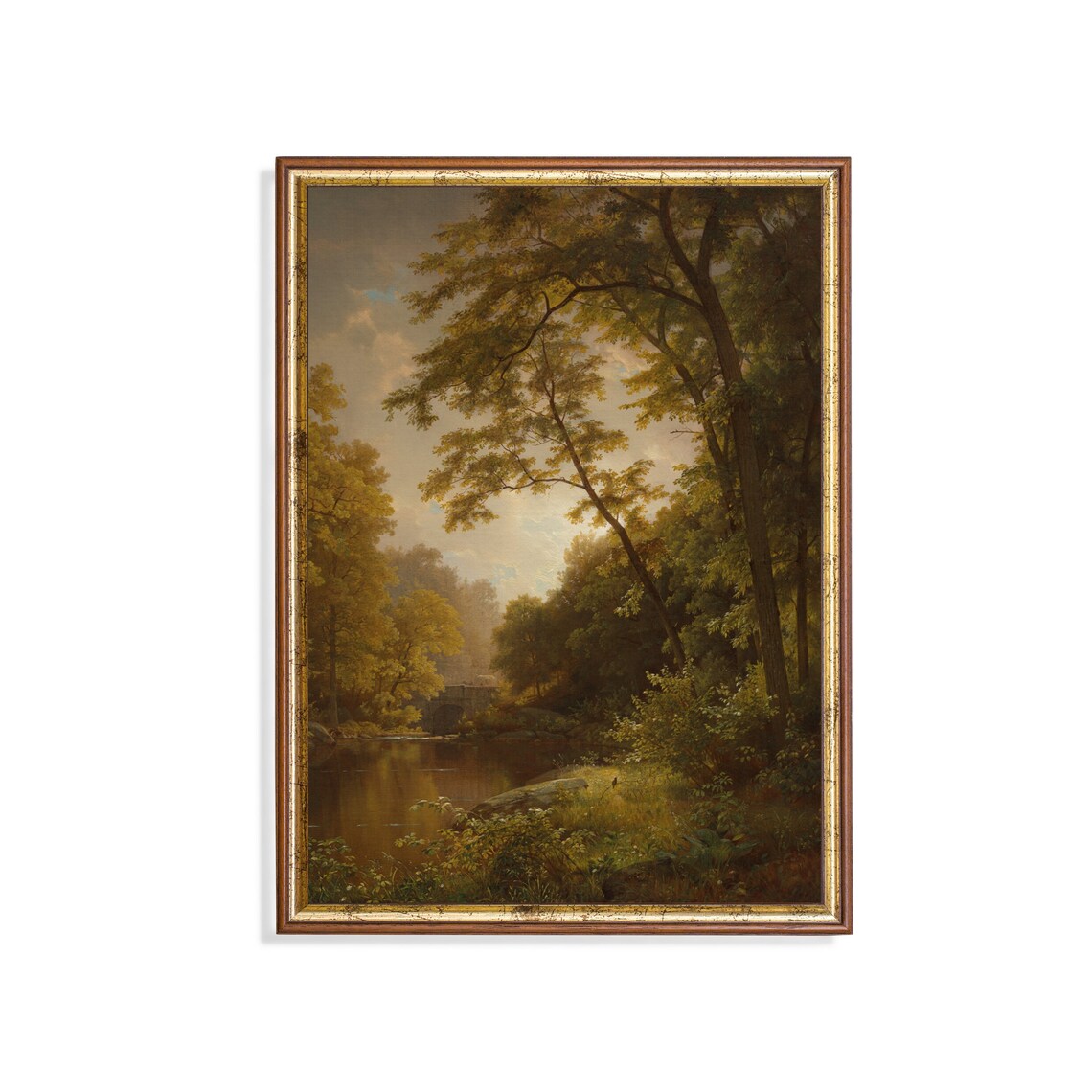 Vintage Country Landscape, Antique Forest Art Print