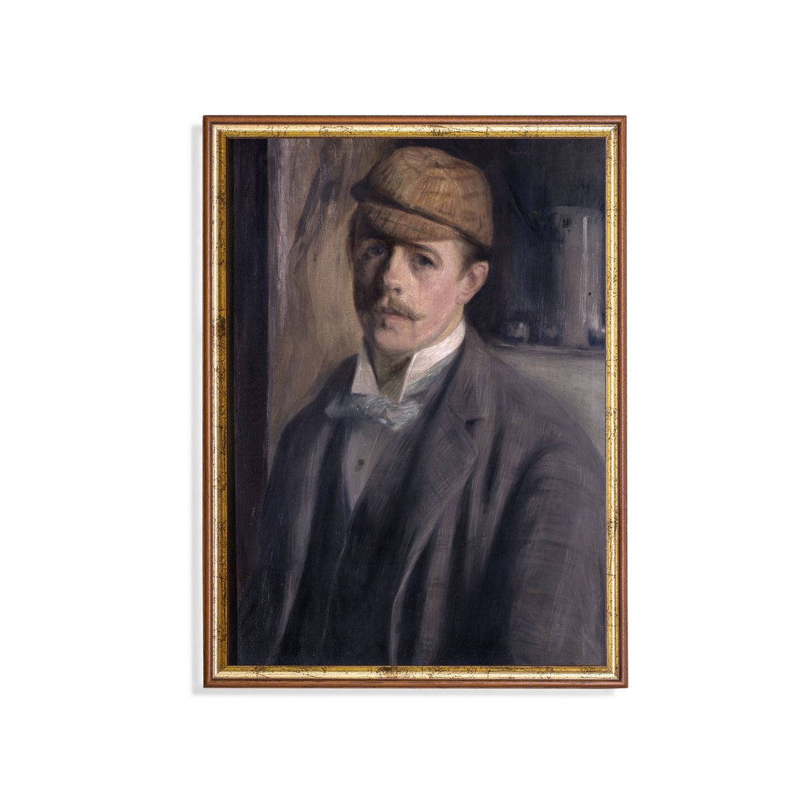 Gentleman in Flat Cap Vintage European Portrait Oil Painting Poster