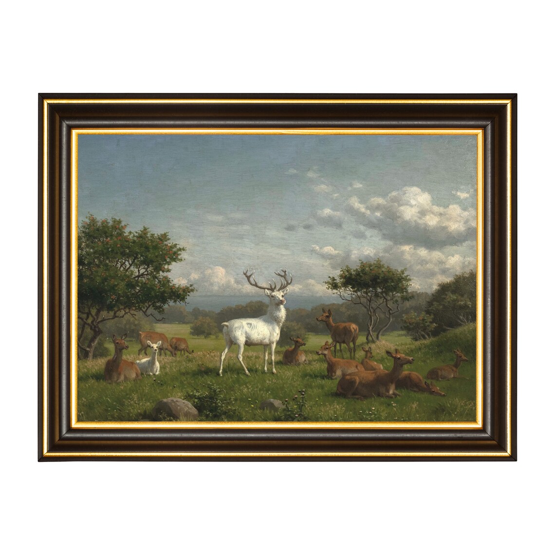 Vintage Deer Painting, Antique Rustic Art Print - Image 2
