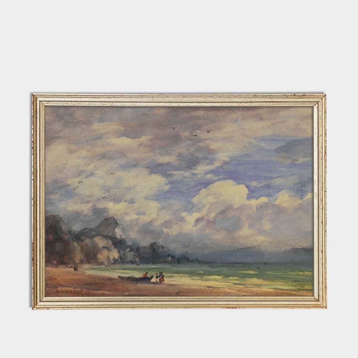 Impressionist Beach With Fishing Boat and Figures on Shore Poster - Image 3
