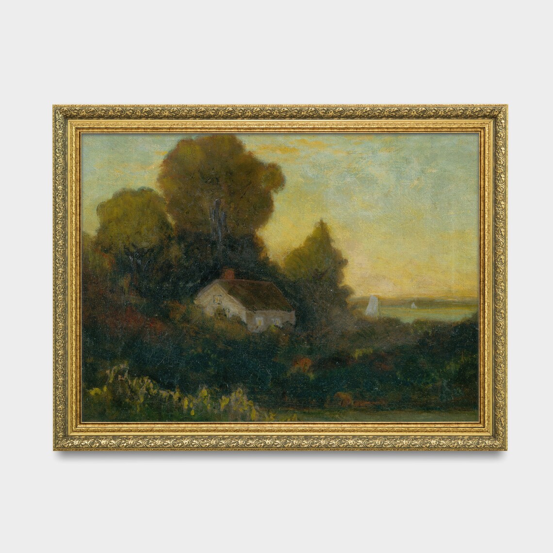 Country House Glowing at Sunset Among Golden Trees Landscape Poster - Image 2