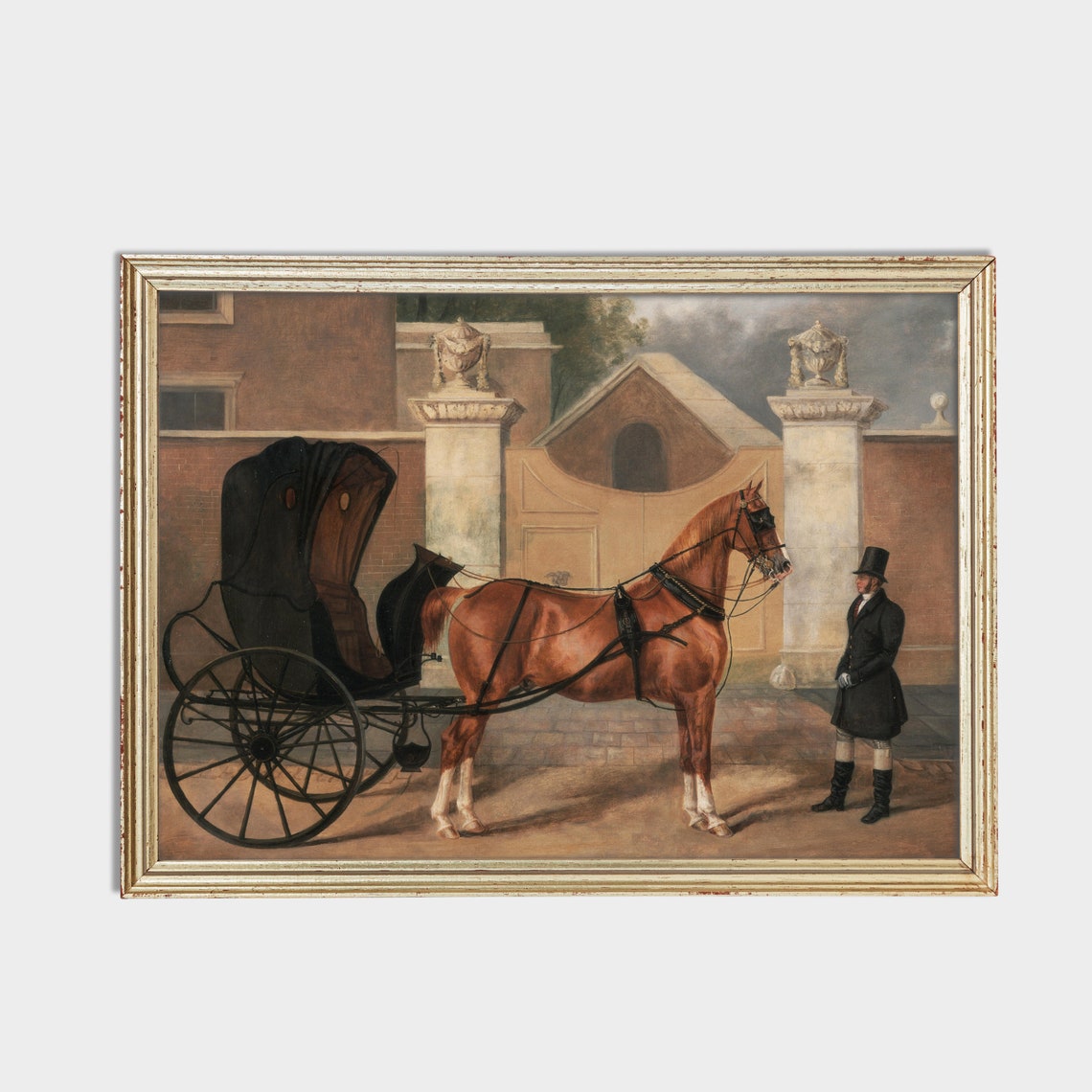Vintage Horse Painting Antique Horse Carriage Print Moody Wall Art Oil Painting Print 18th Century Art - Image 2