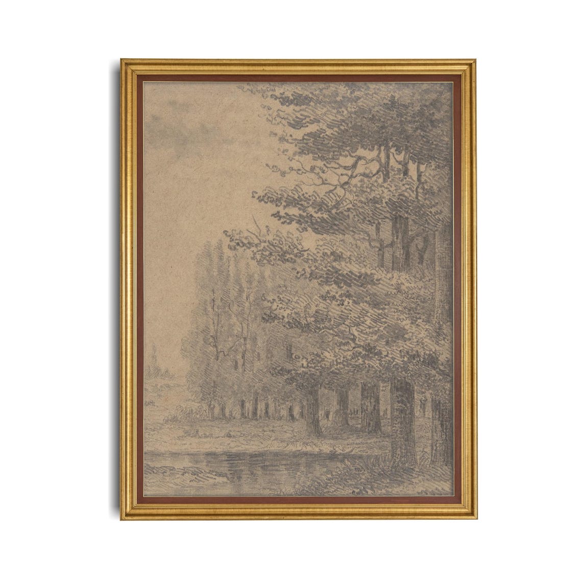 Forest Trees Pencil Sketch Vintage Nature Drawing Wall Poster - Image 4