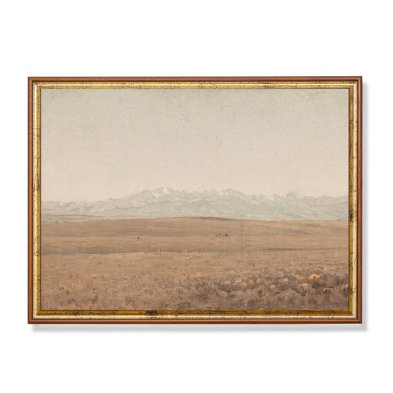 Mailed Print Vintage Mountain Landscape Antique Painting Rustic Art Print Farmhouse Decor Print And Ship Fine Print