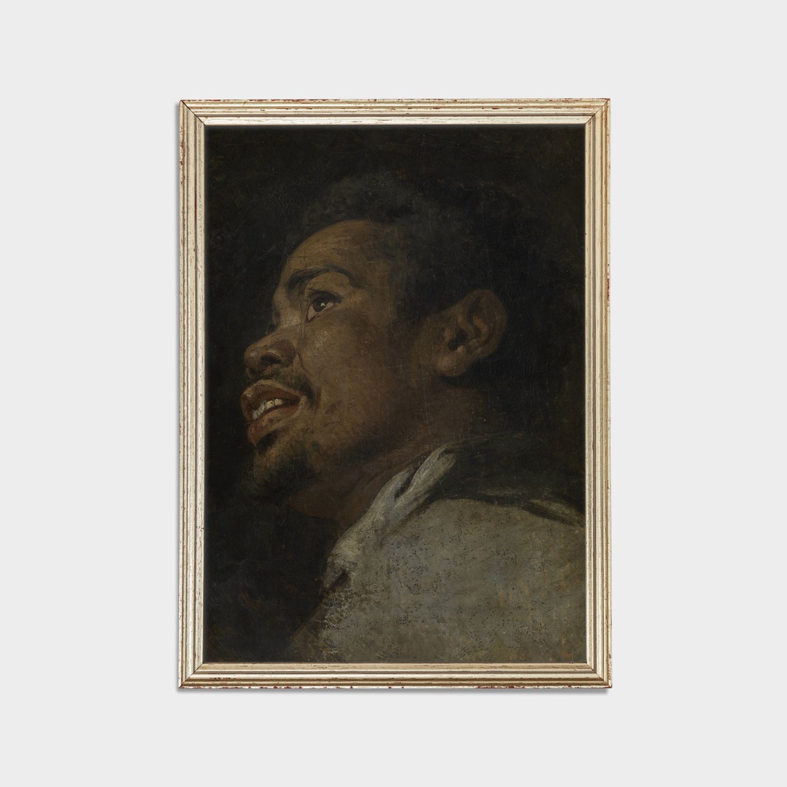 Laughing Man in Profile Dramatic Chiaroscuro Portrait Poster - Image 3