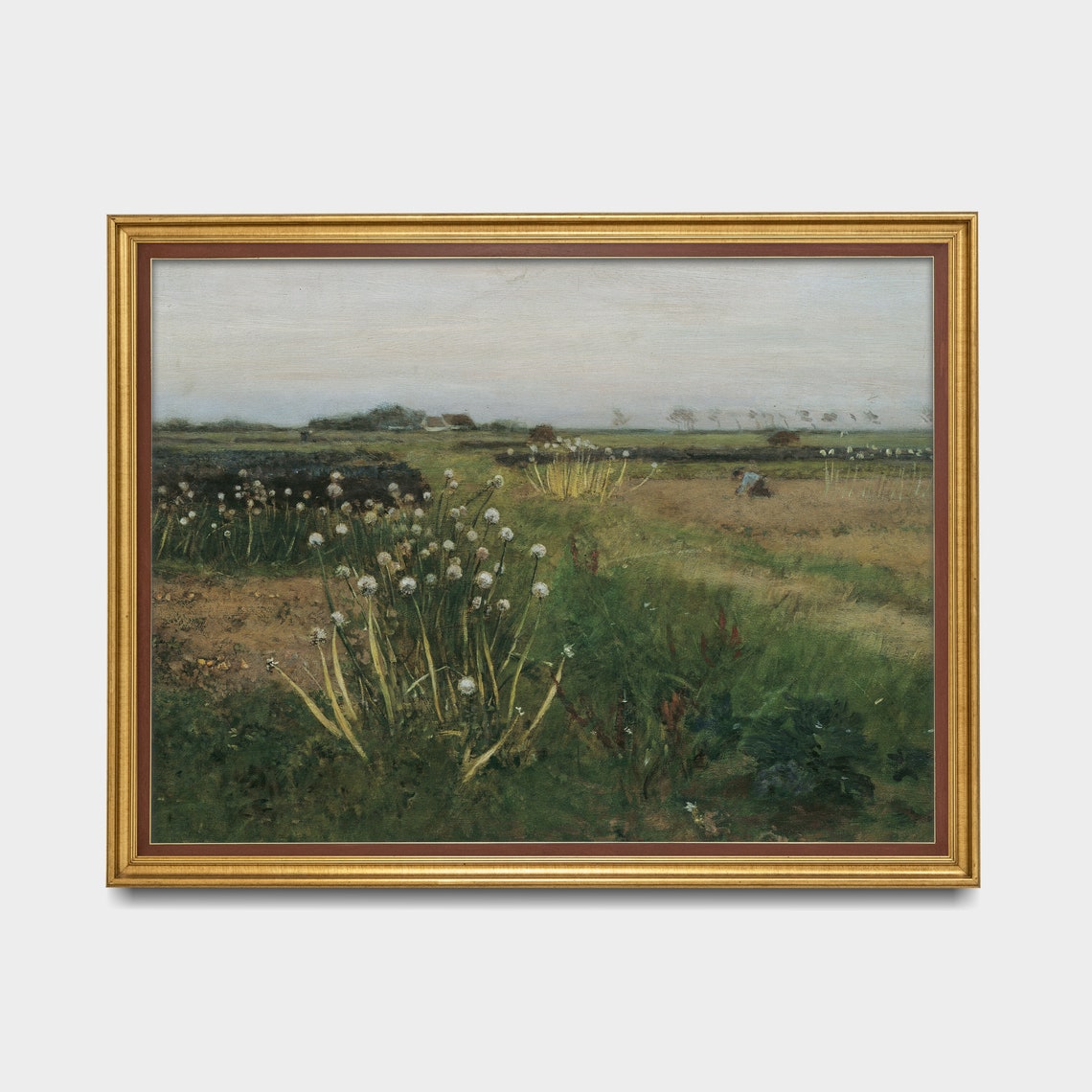 Flower Dotted Vegetable Garden Field at Dusk Rustic Landscape Poster - Image 4