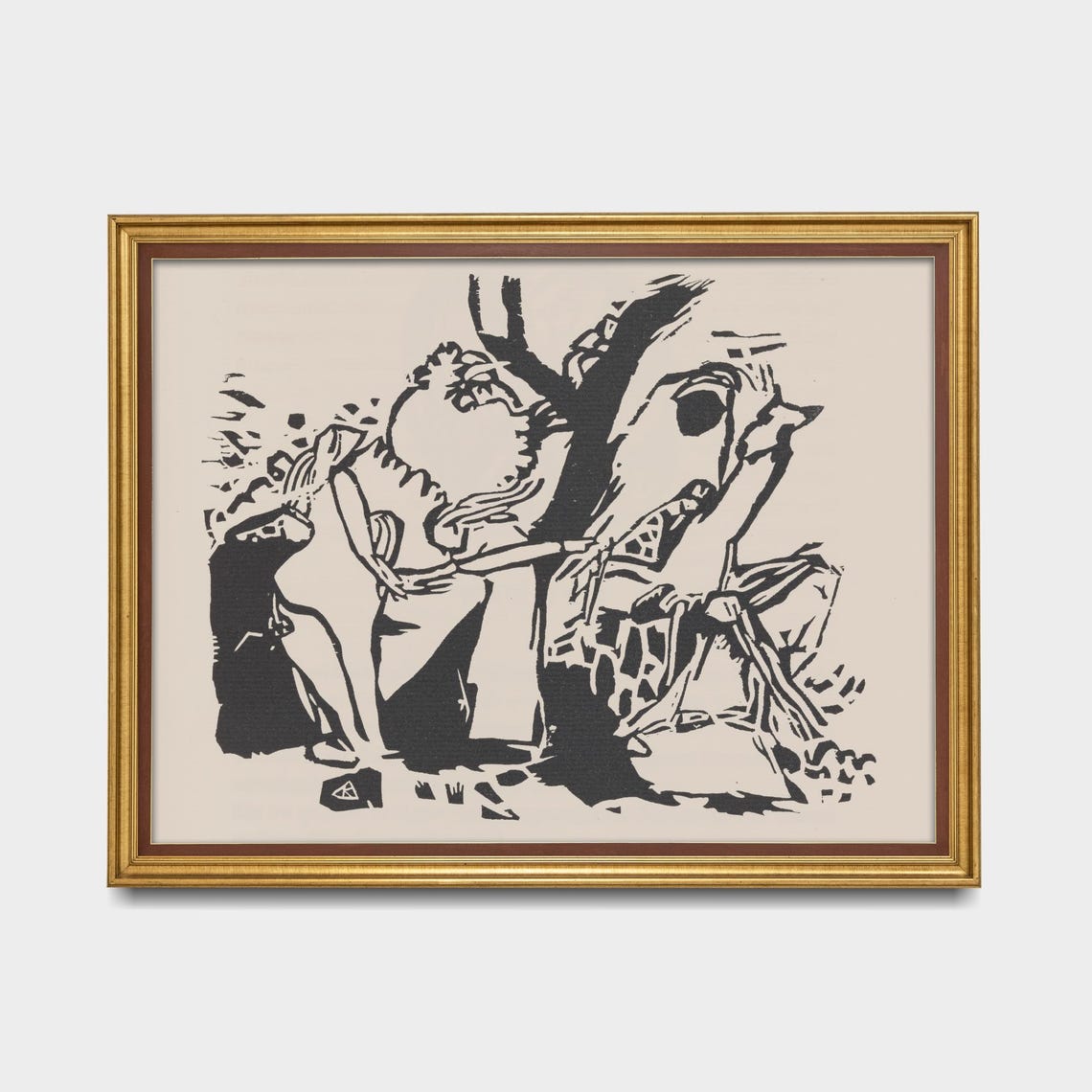 Expressionist Black White Woodcut Tree Fellers Bold Vintage Art Poster - Image 4
