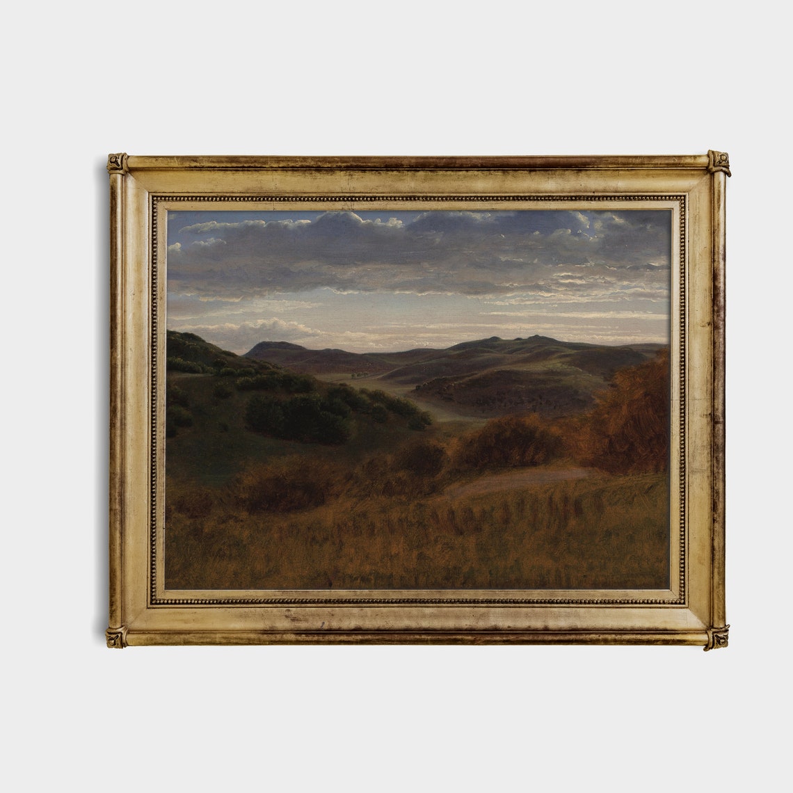 Rolling Hills Under Dramatic Clouds Vintage Landscape Poster - Image 3