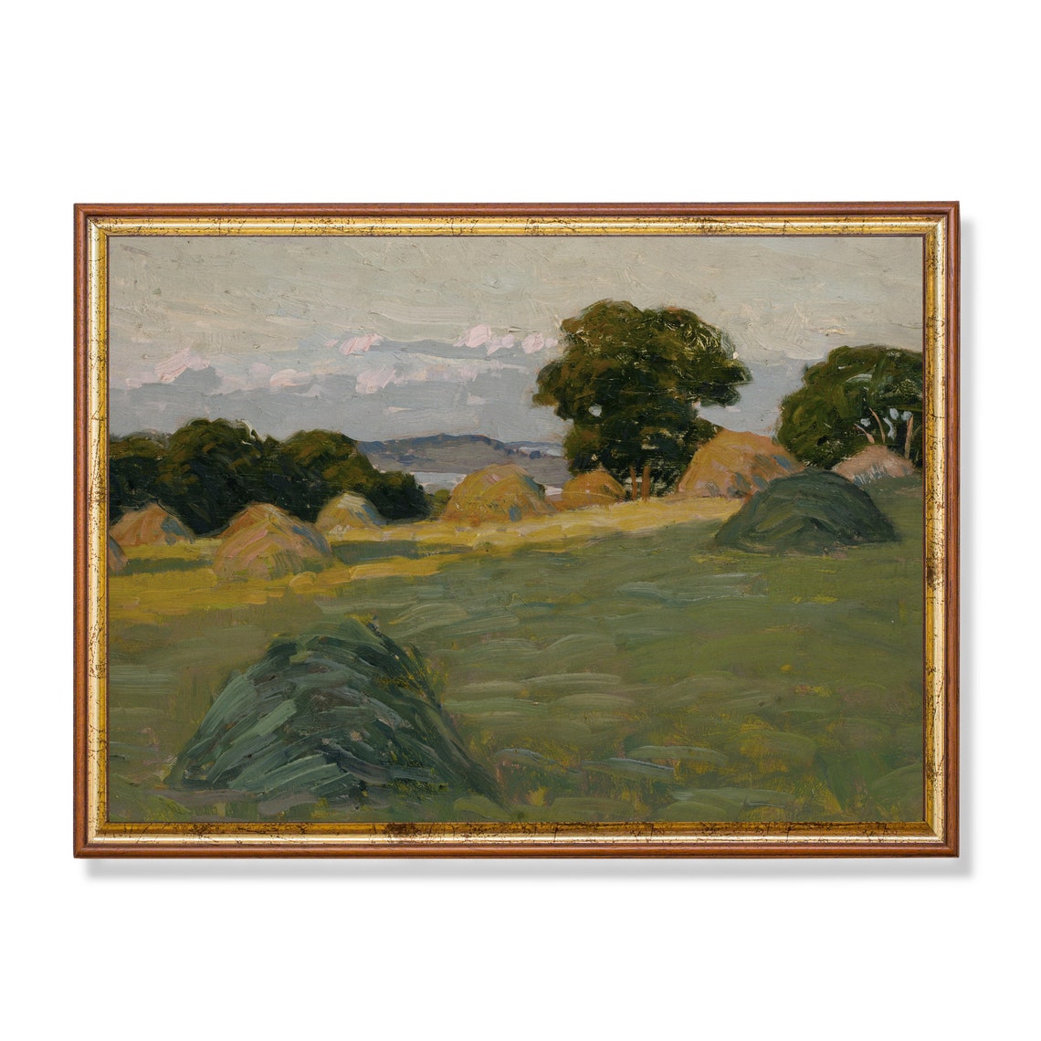Vintage Landscape Painting Antique Country Landscape Oil Painting Fine Print Wall Art Farmhouse Decor