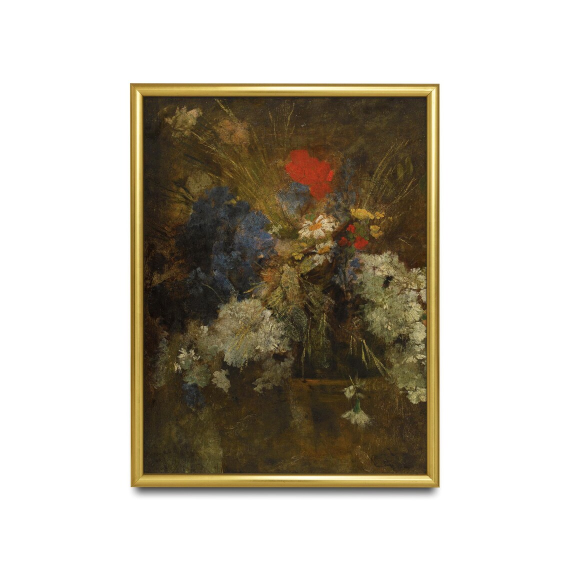 Wildflower Bouquet Poppy Cornflower Daisy Moody Floral Poster - Image 2