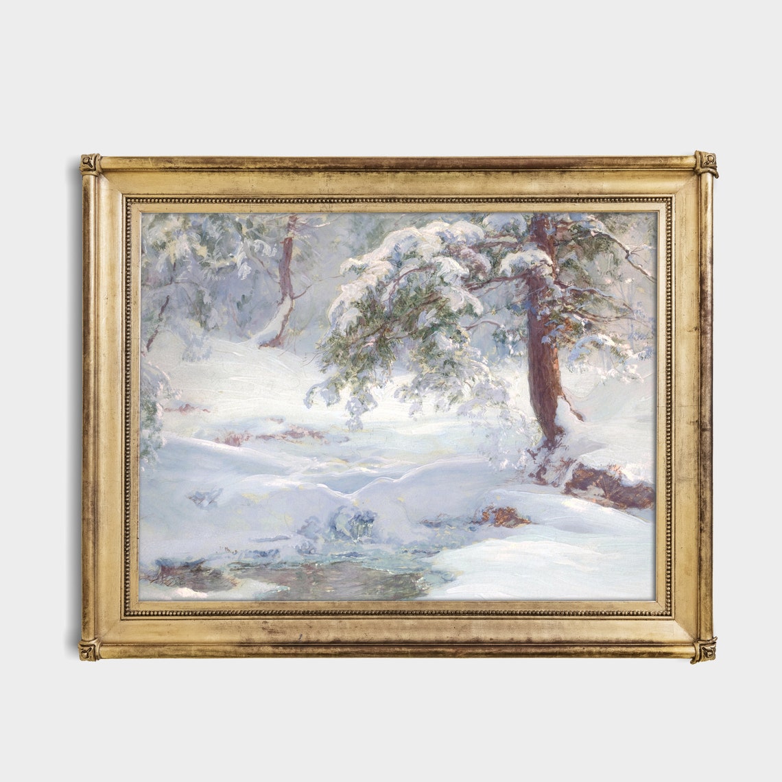 Snow-Laden Pines in a Quiet Winter Forest Vintage Art Poster - Image 2