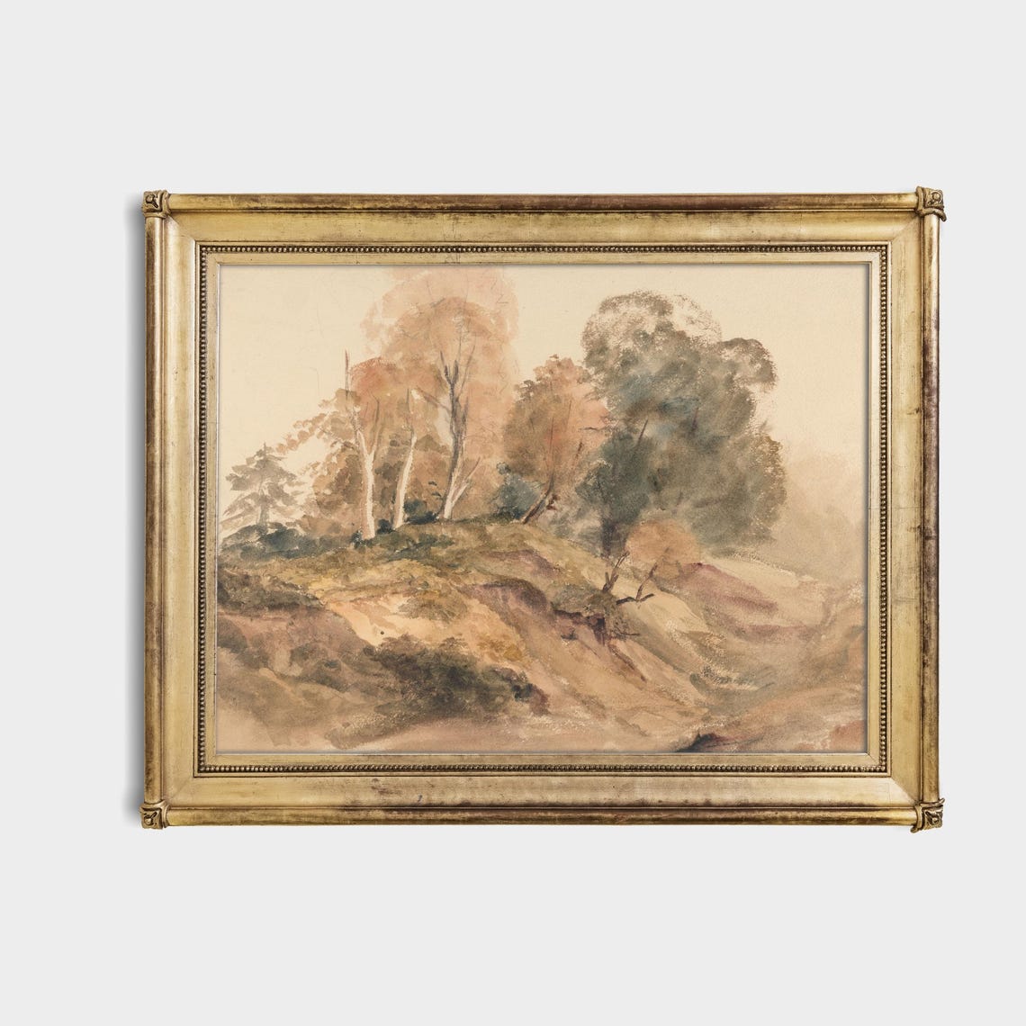 Delicate Loose Watercolor of Autumn Trees on a Hillside Poster - Image 4