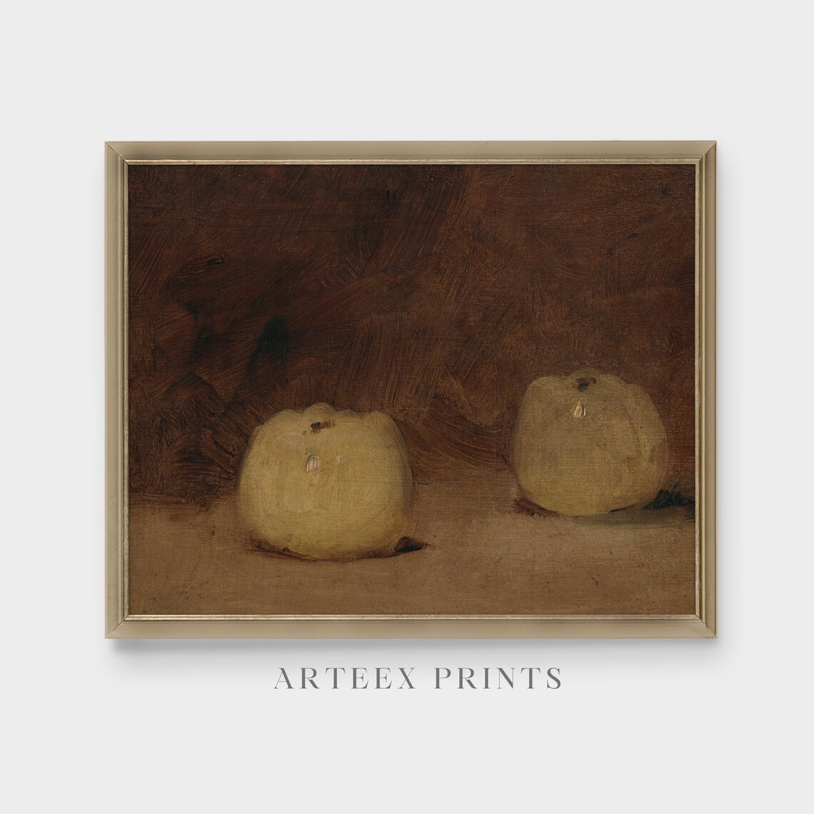 Two Pale Apples Minimalist Antique Still Life Oil Painting Poster - Image 4