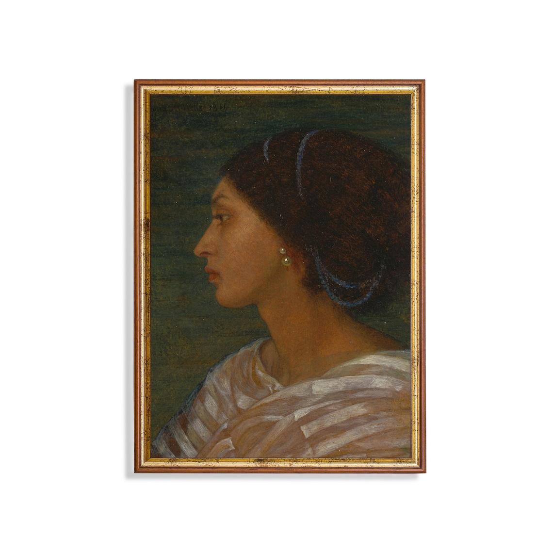 Vintage Woman Portrait Art Print, 18th-Century Rustic