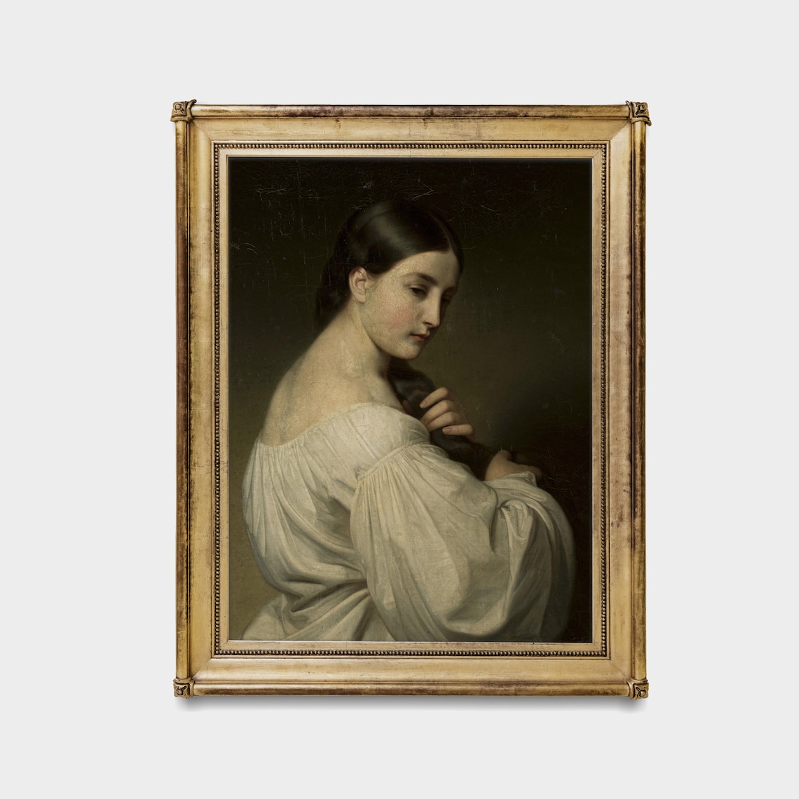 Vintage Portrait of a Young Woman, Antique Art Print - Image 4
