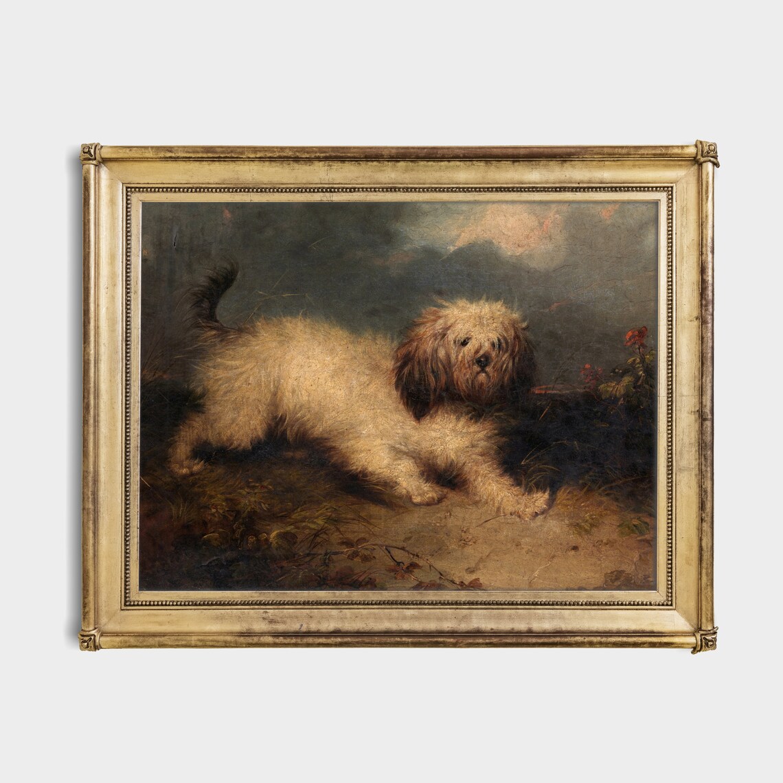 Vintage Dog Portrait, Rustic Moody Art Print - Image 2