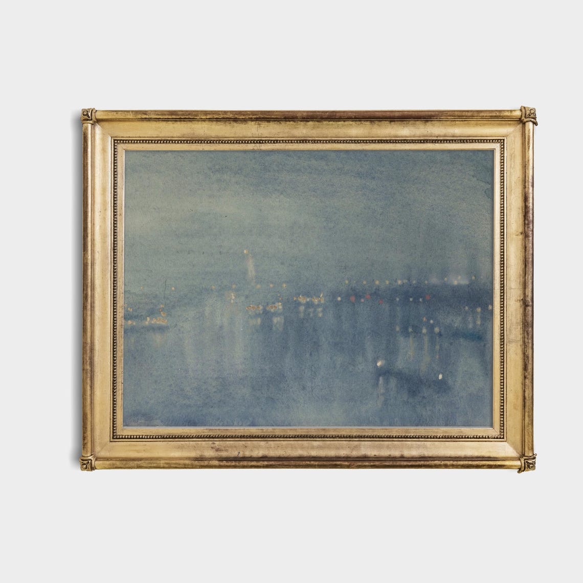 Foggy Night City Lights Over Water Tonalist Moody Nocturne Art Poster - Image 4
