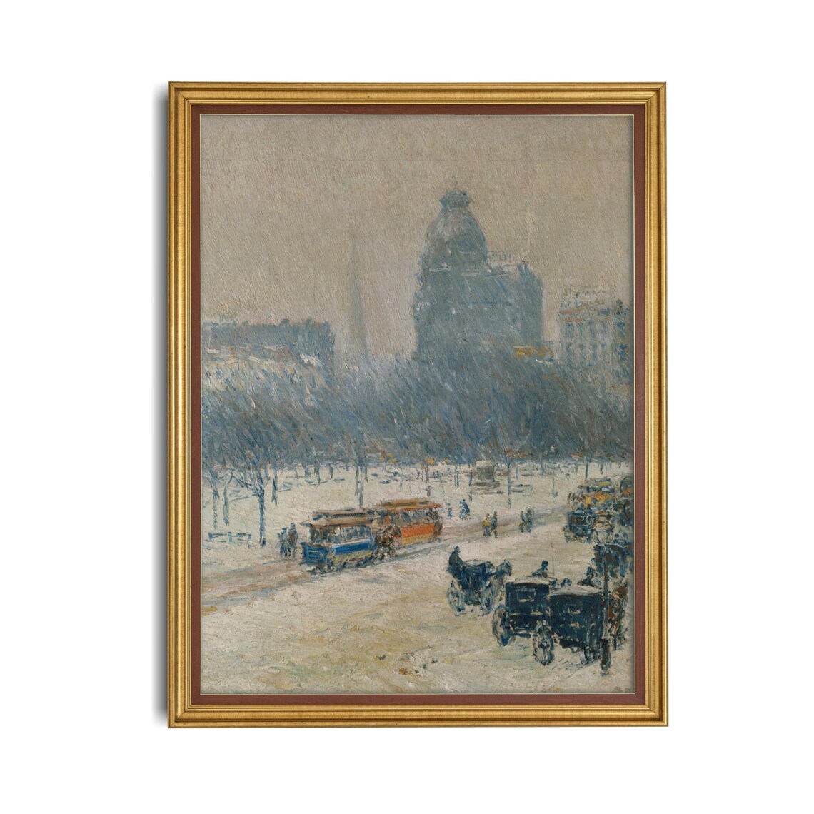 Printed And Shipped Vintage Painting Winter In City Antique Oil Painting Print Christmas Winter Decor Fine Art Physical Prints - Image 4