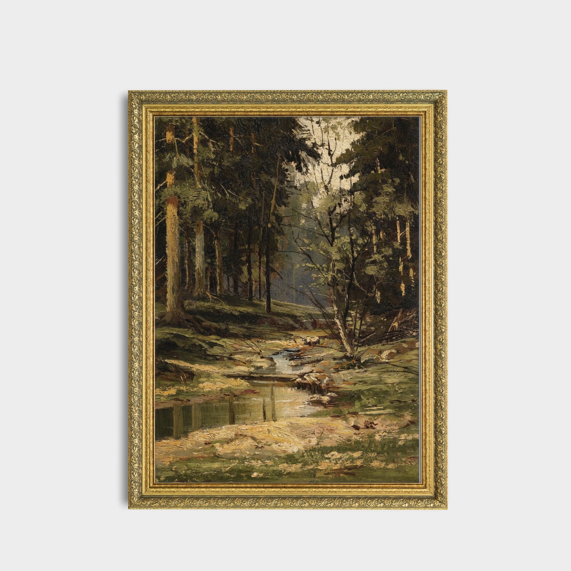 Dark Pine Forest Stream Winding Through Moody Woodland Poster - Image 3