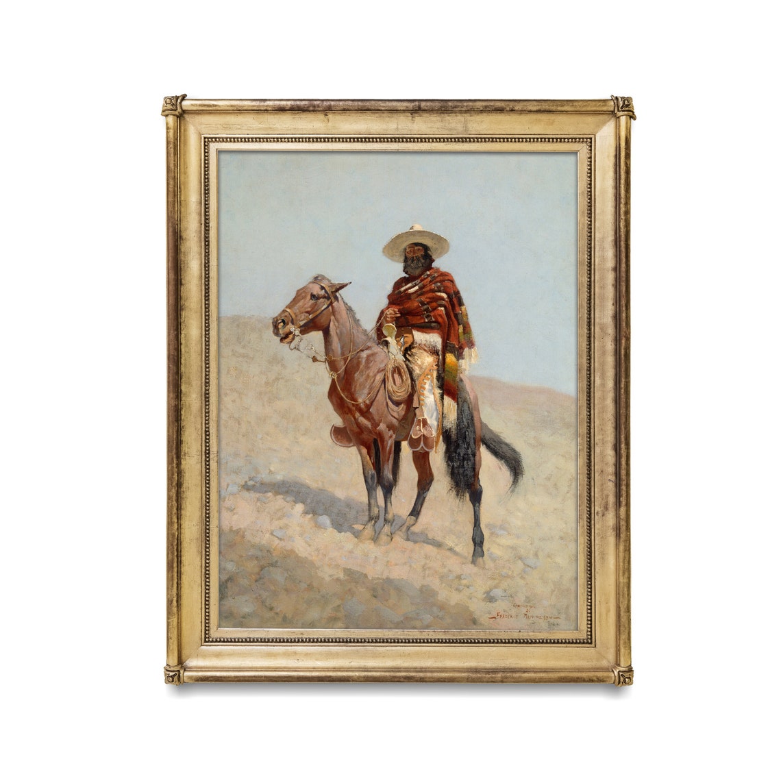 Mexican Vaquero on Horseback in a Sunlit Desert Western Poster - Image 3