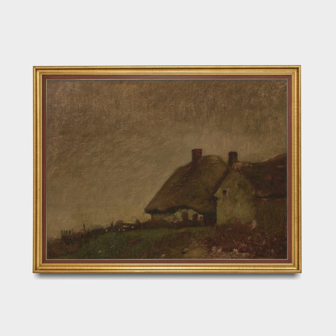Atmospheric Thatched Cottages at Dusk Moody Rustic Countryside Poster - Image 5