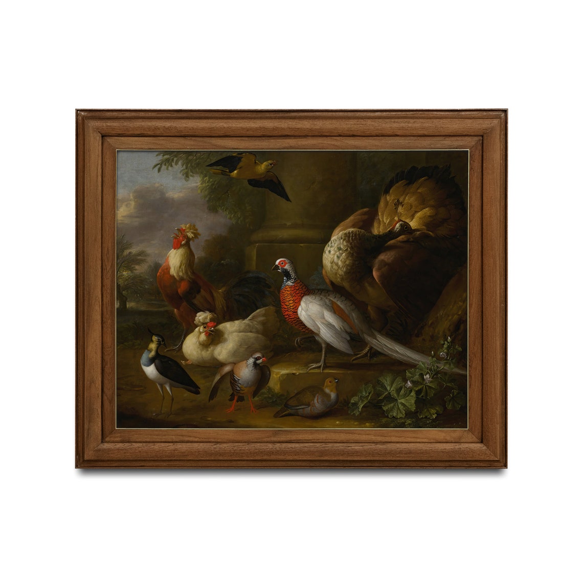 Rooster Pheasant and Turkey Game Bird Vintage Oil Painting Poster - Image 2
