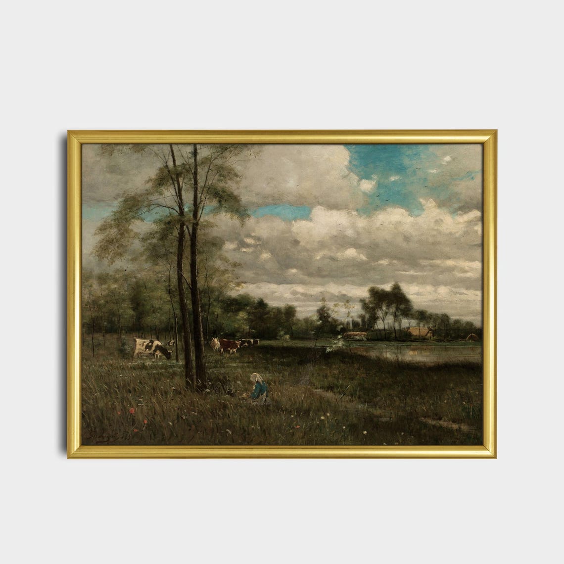 Cattle Grazing In A Lush Summer Meadow Vintage Landscape Poster - Image 2