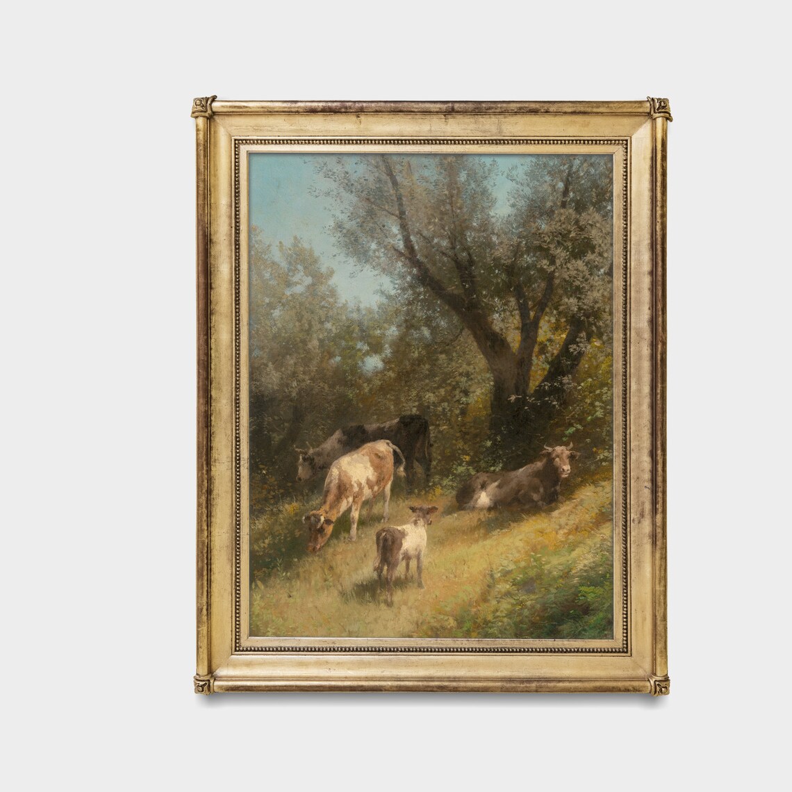 Vintage Grazing Cows Art Print, Country Landscape - Image 3