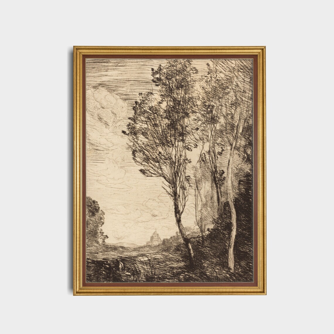 Vintage Forest Landscape Sketch, Rustic Wall Art Print - Image 5