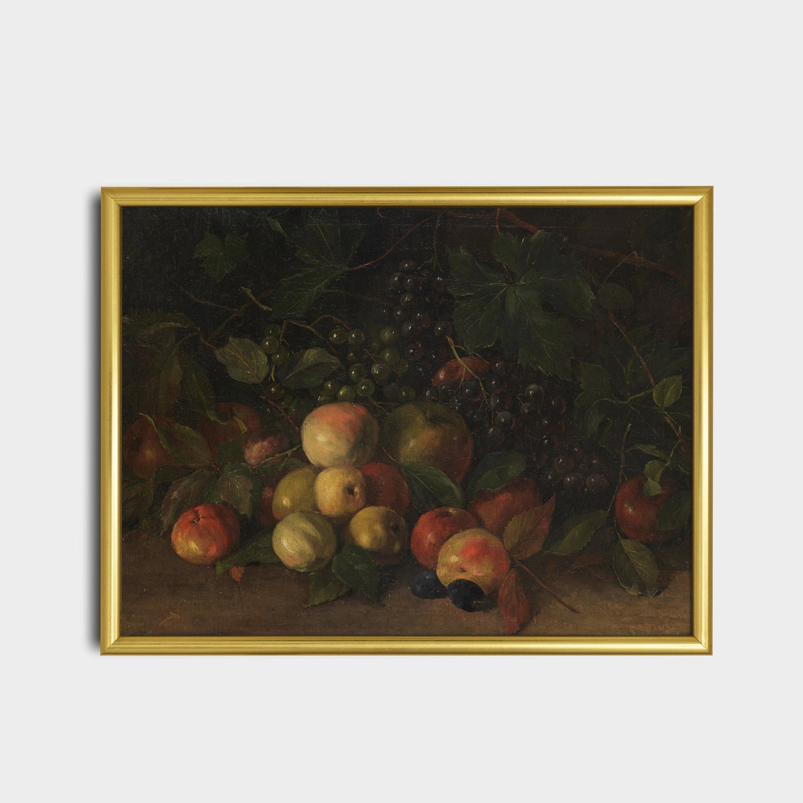 Still Life Apples Grapes Plums Vintage Fruit Painting Poster - Image 2