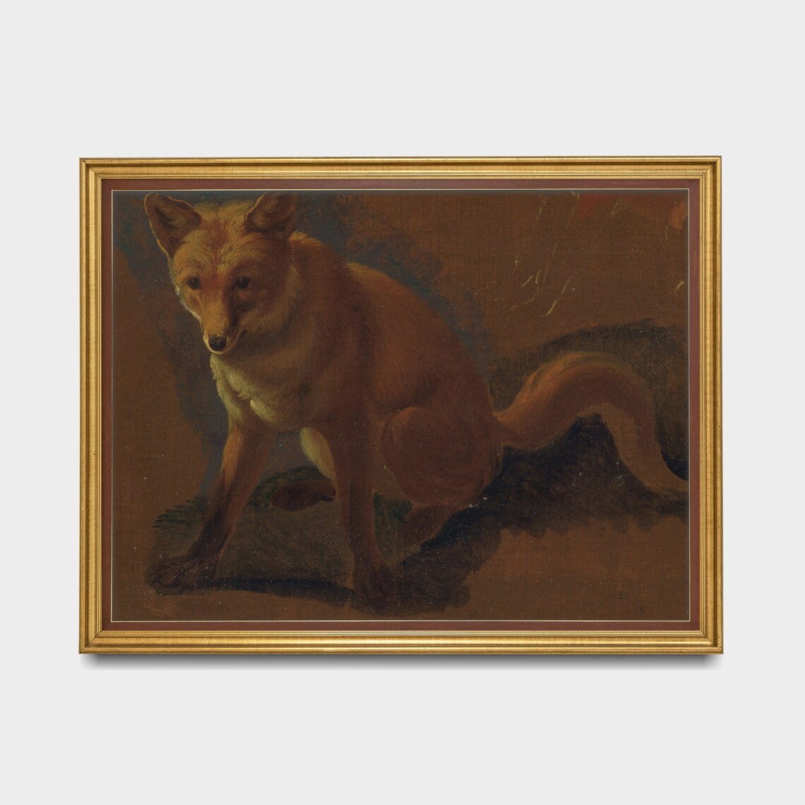 Vintage Fox Painting, Moody Rustic Animal Art Print - Image 5