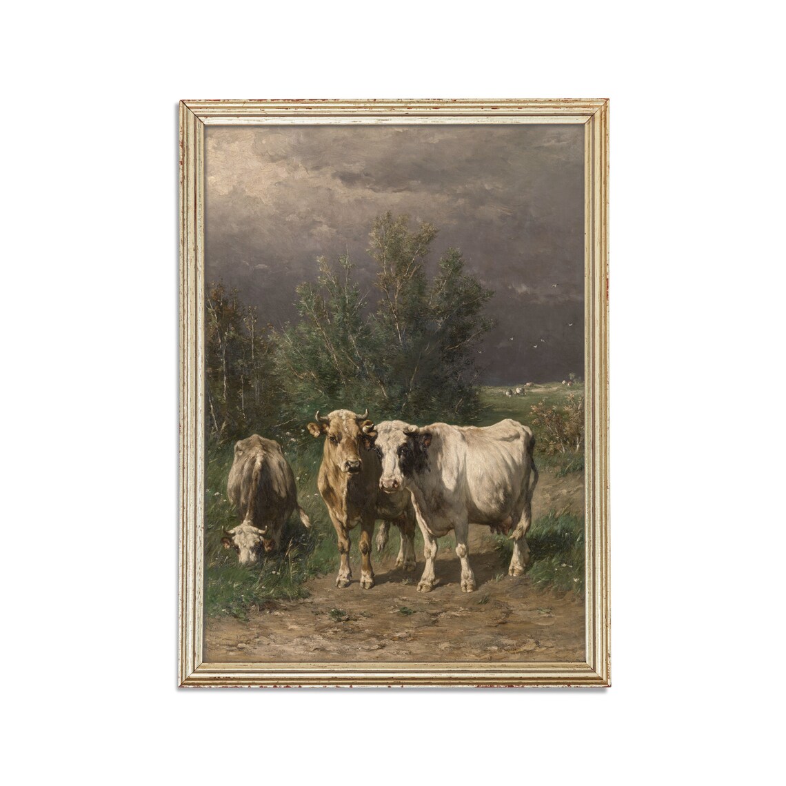 Cattle in Landscape Vintage Farmhouse Art Print - Image 2